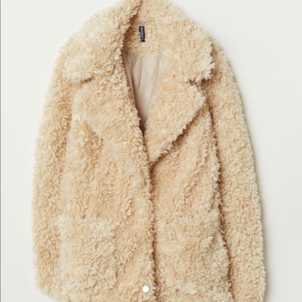 H&M off white fluffy jacket - Picture 3 of 5